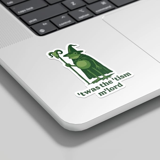 HANDICHI Design 5-Pack 5 Inch ’TWAS The ’Tism M’Lord Stickers – Funny Wizard Frog Meme Vinyl Decals – Neurodivergent Stickers Pack for Laptops, Water Bottles, Journals and Scrapbooks