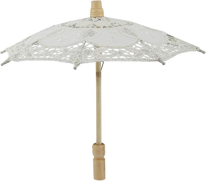 Joyzan Wedding Lace Parasol, Vintage Bride Umbrella Small Embroidery Flower White Decoration Mini Decorative Chinese Tiny Gift Lady Costume Party Romantic Photography Photo Prop Cosplay Decor 10inch