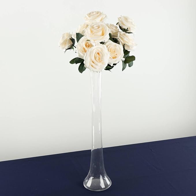 Efavormart 6 Pack Clear Heavy Duty Eiffel Tower Glass Vases with Round Base, Tall Skinny Flower Bud Vase Centerpieces - 20"