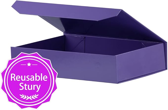 5 Pack Purple Gift Boxes with Lids Small 12 x 8 x 2.7 Inches Clothes Gift Boxes for Presents Shirt Gift Boxes with Ribbon Magnetic Gift Boxes Bulk Cute Box for Packaging (Glossy Surface)