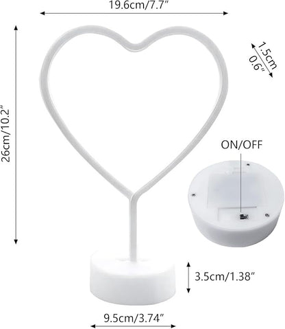 BHCLIGHT Pink Heart Neon Sign, 2 Pack Mother's Day LED Neon Light Battery Operated or USB Powered Valentines Lights, Table Decorations Lights for Room Dorm Wedding Anniversary Bedroom Classroom Decor