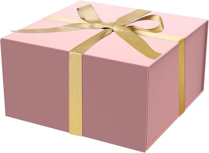 Gift Box 8x8x4 Inch with Magnetic Closure Lid Pink Gift Boxes For Presents,Bridesmaid Gifts Box,Birthday Gift box,Luxury for Gift Packaging, Magnetic Gift Box for Wrapping Gifts(Pink)
