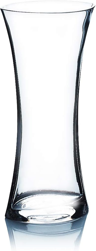 WGV Gathering Bouquet Vase Bulk, 4.5" W, 10" H, Clear Glass Floral with Flared Oval Opening, Centerpiece, Home Wedding Event Decor, 12 Pieces (VCK0910)