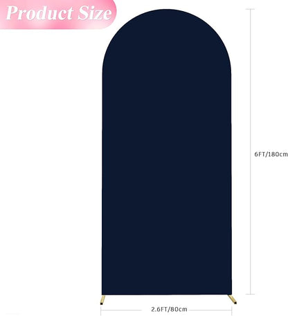 Wokceer 6FT Wedding Arch Cover Spandex Fitted Wedding Arch Stand Covers Round Top Navy Blue Chiara Arch Cover for Birthday Party Ceremony Banquet Decor