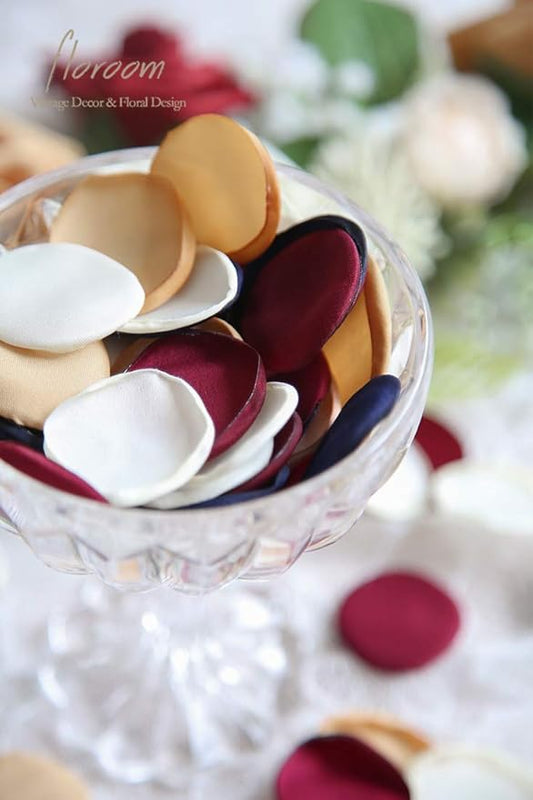 Floroom 500pcs Rose Petals Burgundy Navy Faux Silk Flower Petals for Wedding Flower Girl Basket Aisle Runner Scatter Dinner Table Centerpieces Party Confetti Bridal Shower Romantic Night Decoration