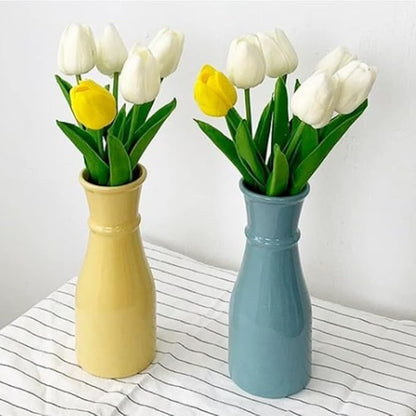 IPOPU Real Touch Tulips 24PCS Artificial Tulips Flowers for Decoration Cream Fake Tulips Floral Arrangements Artificial Faux Tulips Decor for Table Home Decor Baby Shower Centerpieces (Off White)