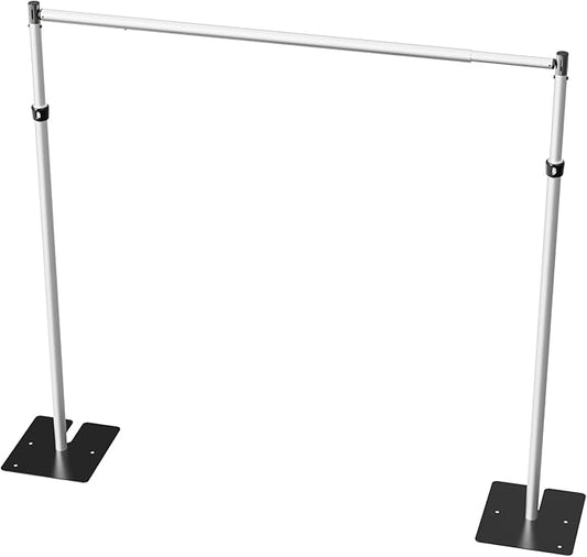 Adjustable Backdrop Stand Heavy Duty 5–8 ft (1.5–2.4 m), Aluminum Alloy + Iron, Stable & Assembly-Friendly Display Stand for Flower Wall, Photo Booth, Weddings & Events