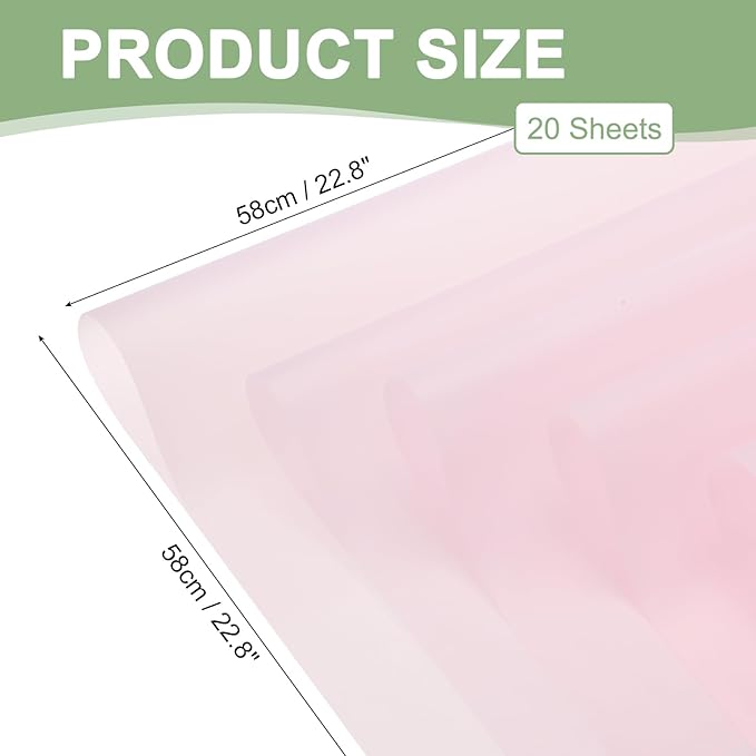 PATIKIL Flower Gift Wrapping Paper, 20 Sheets Waterproof Bouquet Paper Wrap Florist Supplies Packaging Floral Papers for Wedding DIY Craft Valentine Mother's Day, Light Pink