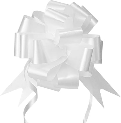 GWHOLE 60 Pcs 5'' White Ribbon Pull Bows for Gift Wraps, Wedding Decor