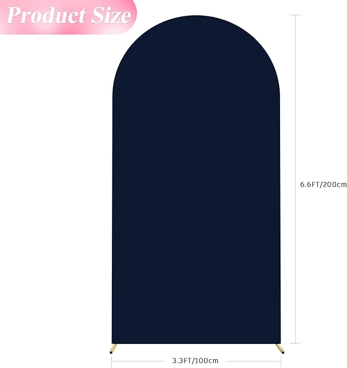Wokceer 6.6FT Wedding Arch Cover Spandex Fitted Wedding Arch Stand Covers Round Top Navy Blue Chiara Arch Cover for Birthday Party Ceremony Banquet Decoration