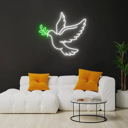 Peace Dove Neon Sign for Wall Decor,Neon Lights for Bedroom,LED Sign Pigeon Night Light for Kids Room Party Bar Wedding Decoration Best for Peace Lovers,SIGNVIA,Size:40 * 35.5cm