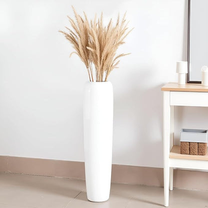 27.5" White Vase for Home Decor - Tall Floor Vase for Living Room, Bedroom, Office - Elegant Minimalist Tall Vases for Large Dried Stems, Pampas Grass, Artificial Branches