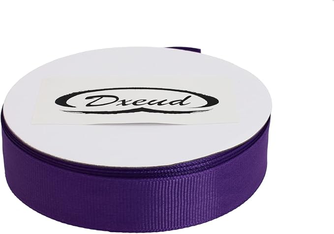 Solid Grosgrain Ribbon 25 Yard Each Roll 100% Polyester Woven Edge (1", Purple)