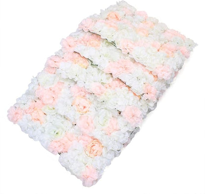 Eapmic 5Pcs 23.62"x 15.74" Artificial Flower Wall Panels,Flower Wall Mat Silk Flower Panels for Outdoor Garden Backyard Fence Fence Privacy Screen and Indoor Wall Decor(Pale Pinkish Grey)