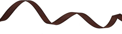 Solid Grosgrain Ribbon 25 Yard Each Roll 100% Polyester Woven Edge (1/4", Coffee)