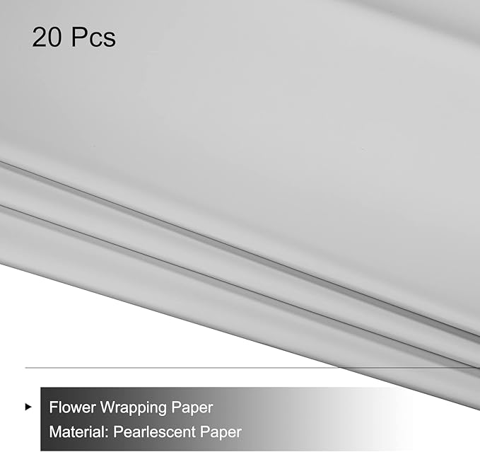 MECCANIXITY 20 Pcs Flower Wrapping Paper 22.8x22.8 Inch Waterproof Florists Wrapping Paper for Florist Bouquet Supplies, DIY Crafts, Gift/Gift Box Packaging Gray
