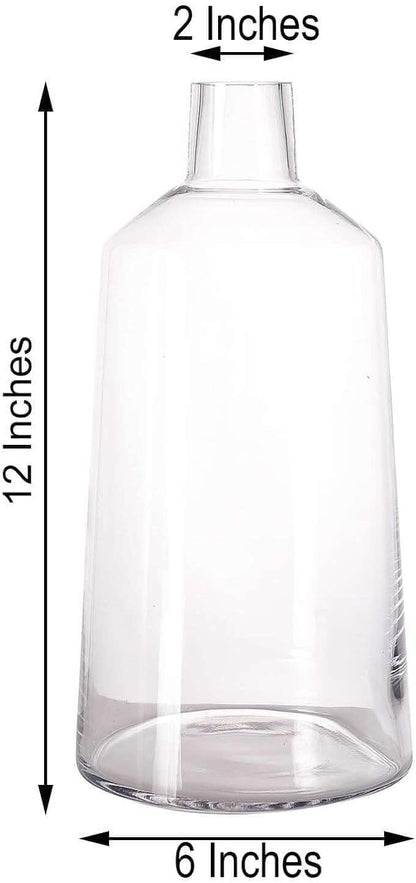 Efavormart 2 Pack 12" Tapered Neck Clear Glass Flower Vase Centerpieces