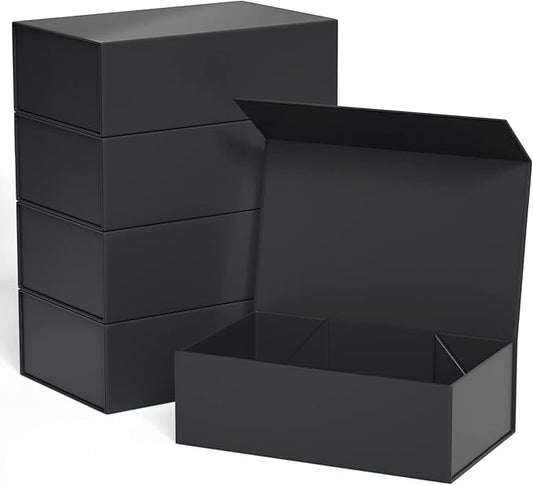 Gift Boxe 10" x 6" x 3" with Magnetic Closure Lid Gift Boxes for Presents,Bridesmaid Gifts Box,Cute Box,Birthday Gift box,Luxury for Gift Packaging, Magnetic Gift Box for Wrapping Gifts (Black/5PCS)