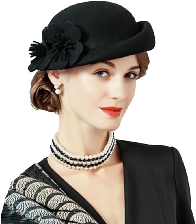 Women Wool Felt Ribbon French Fashion Vintage Millinery Beret Hats Top Cap Ladies Party Wedding Fedoras Chapeau