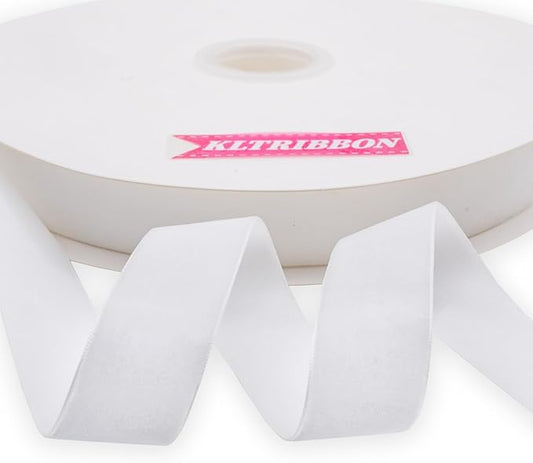Nylon Velvet Ribbon Single Faced,1 Inch X 25Yards Spool (White)