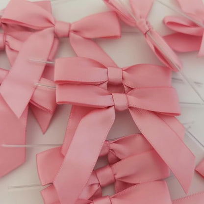 50pcs 2-1/2" Rose Gold Satin Ribbon Bows with Twist Ties Pink Satin Ribbon Bows for Candy Party Decoration Gift Packing Wrapping Accessories(2.5“,Rose Gold)