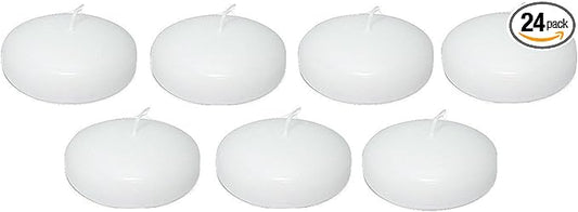 D'light Online Large White Floating Candles 3 Inch Wax Discs for Events, Weddings, Spa, Home Decor, Special Occasions, Cylinder Vases, Centerpieces, Pool and Holidays (Large - 3" (Set of 24), White)