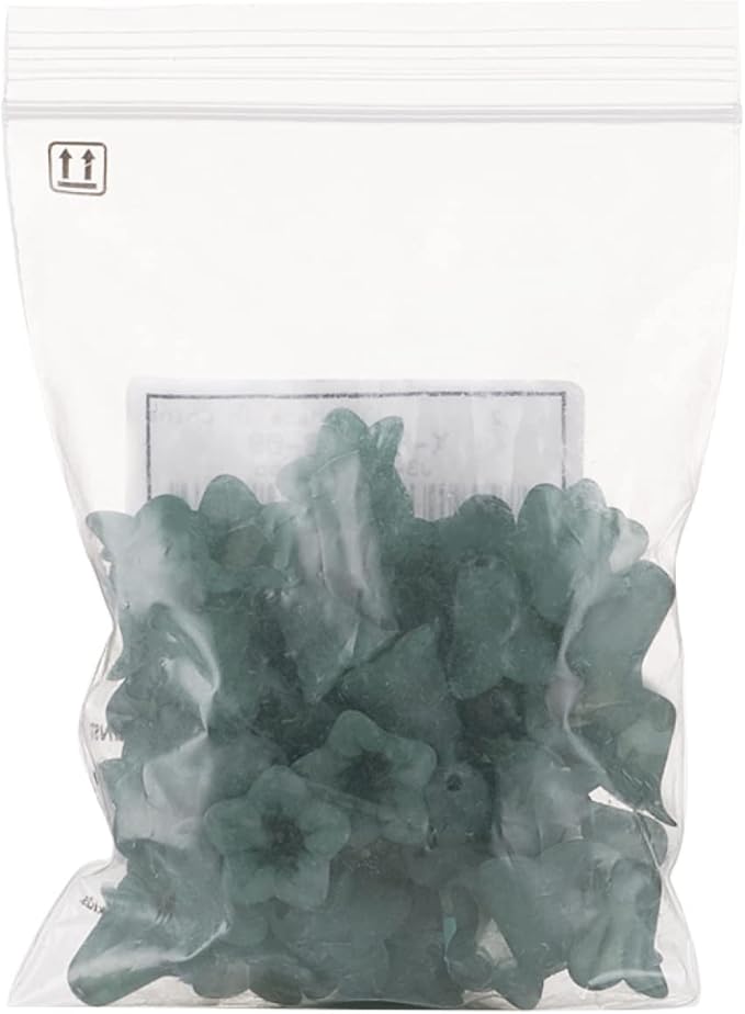 Crafans 50Pcs Frosted Acrylic Flower Beads 17.5x12x1.5mm Transparent Floral Pendants Clear Flower Bead Caps Loose End Spacer Beads for Jewelry Making Dark Green