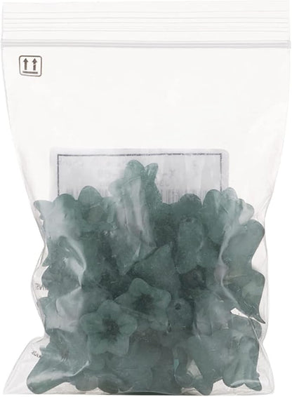 Crafans 50Pcs Frosted Acrylic Flower Beads 17.5x12x1.5mm Transparent Floral Pendants Clear Flower Bead Caps Loose End Spacer Beads for Jewelry Making Dark Green