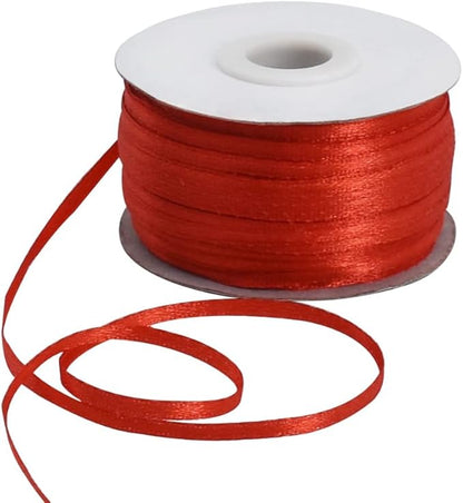 TONIFUL 1/8 Inch x 200 Yards Red Thin Solid Satin Ribbon Giant Spool Double Face Ribbons for Crafts Hanging Tags Invitation Card Balloons Bouquet Hair Gift Wrapping Party Decoration