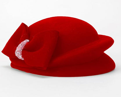 ORIDOOR Women Vintage 100% Wool Felt Flowers Bucket Cloche Bowler Hat Church Wedding Beret Hat