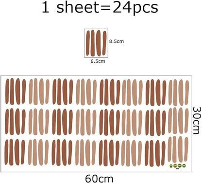 12x36 Inch Set Boho Three Line Brown Wall Decal- Geometrical Shape Themed DIY Boho Mural Set - 24 Pcs Wall Stickers for Kitchen, Nursery, Office Decor - 3.5x2.5 Inch Decals (Boho Line Brown)