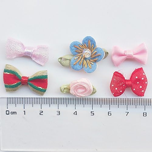 Chenkou Craft Mix Bulk 50pcs Ribbon Flowers Bows Craft Wedding Ornament Appliques A0241