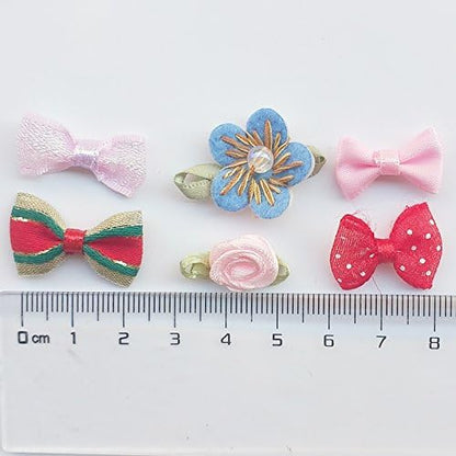Chenkou Craft Mix Bulk 50pcs Ribbon Flowers Bows Craft Wedding Ornament Appliques A0241