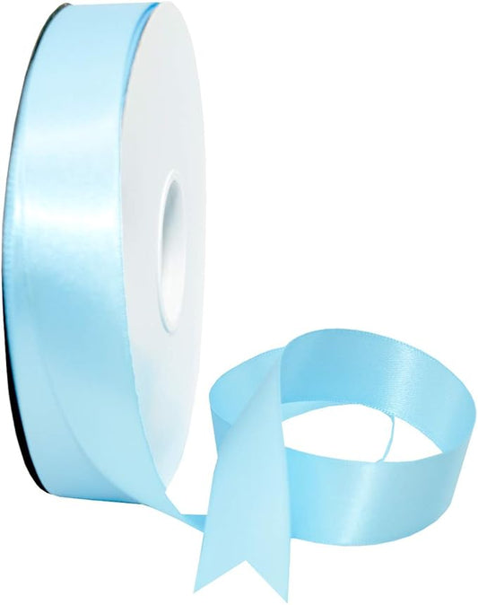 Morex Ribbon Double Face Ribbon, 7/8" x 50 Yd, Blue Mist, Silk Ribbons for Gift Wrapping, Birthday Gifts, Satin Dress for Women, Crafts, Wedding