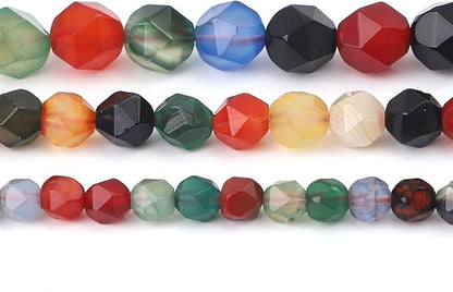 Faceted Natural Colorful Agate Stone Round Beads 8mm 36cm/Strand for Jewelry Making