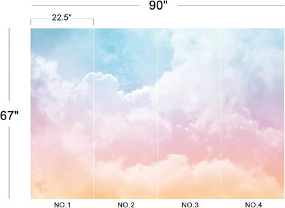 Cliouar-Sun and Cloud Background with a Pastel Colored Wall Mural Wallpaper Peel and Stick 90" x 67"