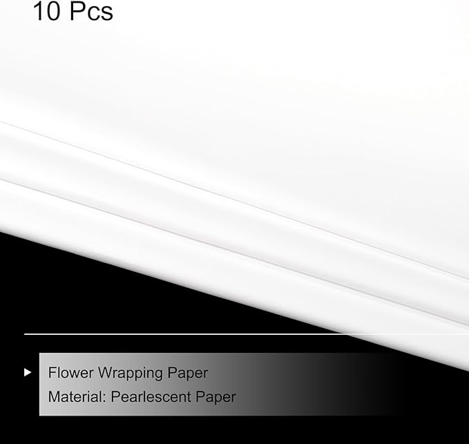 MECCANIXITY Pearlescent Film Flower Wrapping Paper 22.8x22.8 Inch Waterproof for DIY Crafts, Gift/Gift Box Packaging Cream White Pack of 10