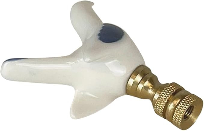 Royal Designs, Inc. Blue & White Porcelain Bird Finial for Lamp Shade, Polished Brass