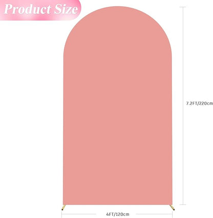 Wokceer 7.2FT Wedding Arch Backdrop Cover Spandex Fitted Wedding Arch Covers Round Top Chiara Arches Backdrop Cover for Birthday Party Ceremony Banquet Decoration Dusty Rose