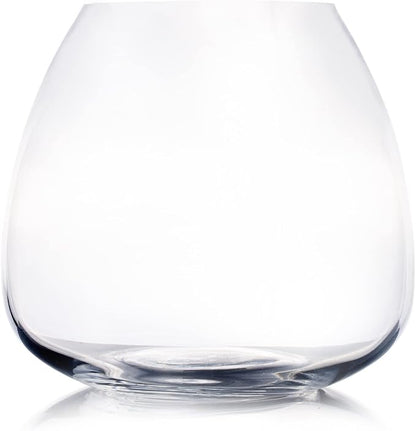 Enova Floral Clear Dome Shaped Terrarium Bowl Glass Vase, H 6.50" W 3.5" L7.5 Clear Round Fish Bowl Flower Vase for Desktop Decor (1 Piece)