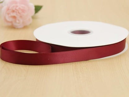 Maroon Double Faced Satin Ribbon 7/8 Inch - 100 Yards Continuous Soft Gift Wrapping Package Ribbon for Invitations, Flower Bouquets, Weddings, Bows, Hair, DIY Crafts, Party & Christmas Deco