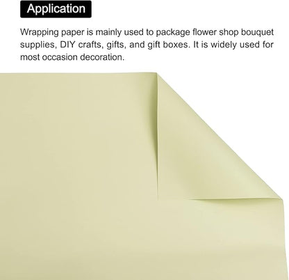 MECCANIXITY 20 Pcs Flower Wrapping Paper 22.8x22.8 Inch Waterproof Florists Wrapping Paper for Florist Bouquet Supplies, DIY Crafts, Gift/Gift Box Packaging Milk Green