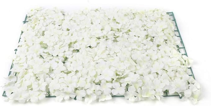 20Pcs 16"x 24" Artificial Flower Wall Panels,Flower Wall Mat Silk Flower Panels for Outdoor Garden Backyard Fence Fence Privacy Screen and Indoor Wall Decor (20Pcs White)