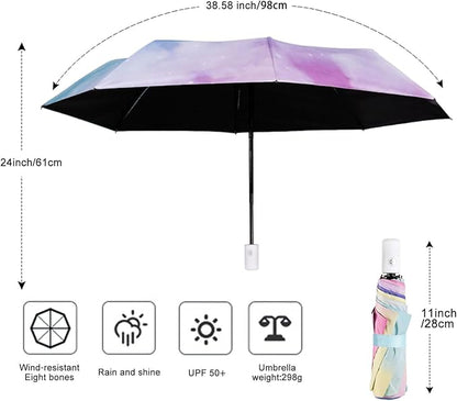 YumSur Compact Travel Umbrella - Windproof, Reinforced Canopy, Tested in 60mph Winds, Strong Reinforced Windproof Umbrella, One Touch Auto Open/Close for Men & Women