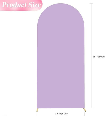 Wokceer 6FT Wedding Arch Cover Spandex Fitted Wedding Arch Stand Covers Round Top Chiara Arch Backdrop Cover for Birthday Party Ceremony Banquet Decoration Lavender, COVER 1.8M- LAVENDER-A