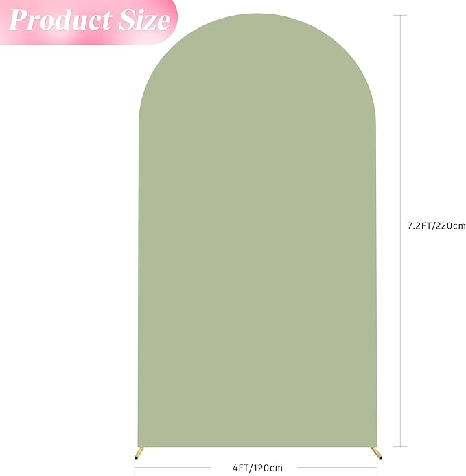 Wokceer 7.2FT Wedding Arch Cover Spandex Fitted Wedding Arch Stand Covers Round Top Sage Green Chiara Arch Cover for Birthday Party Ceremony Banquet Decoration