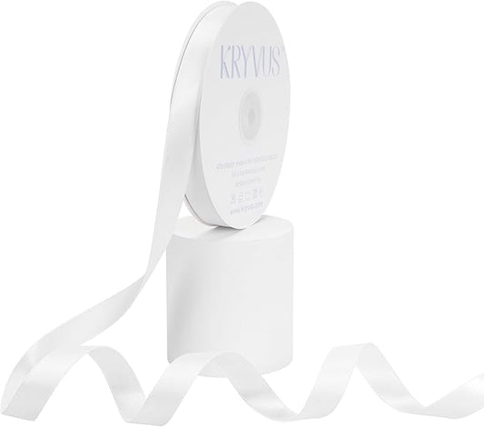 White Satin Ribbon, Double Faced 5/8 Inch X 50 Yards White Ribbon, Premium Satin Ribbon for Gift Wrapping, Crafts, Hair Bow Making, Sewing, Flower Bouquet, Wedding Party Decor