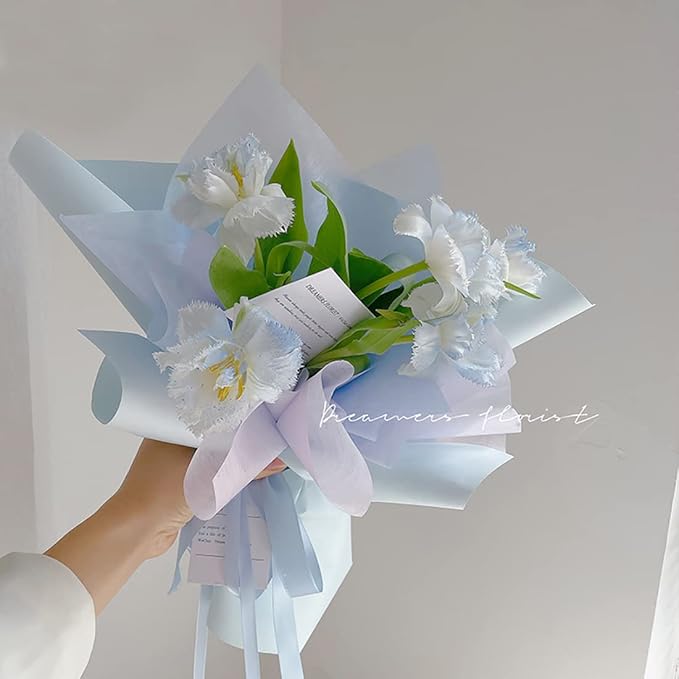 FWSA WRAPS Korean Floral Paper for Bouquets, Florist Wrapping Kraft Paper Roll, Bouquet Packing Material Gift Wrapping Paper 23.23 x 288 inches (Color 1 (Dark Blue))