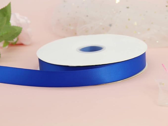100 Yards Double Faced Satin Ribbon - Assorted Gift Wrapping & DIY Crafts Bow, Hair Headband Accessories (1" 25mm, Royal Blue)