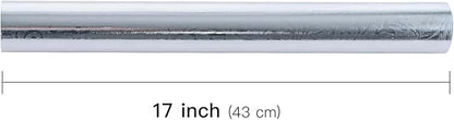 LeZakaa 3D Embossed Floral Foil Gift Wrapping Paper, Vintage Flower Metallic Foil for Birthday Christmas Party Holiday Gift Wrap, for DIY Crafts Scrapbook, Mini Roll 17 inch x 32.8 Ft(Silver)